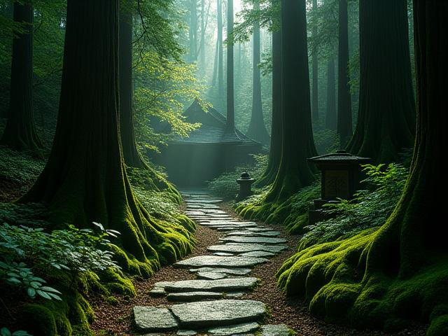 苔むした石畳の古寺