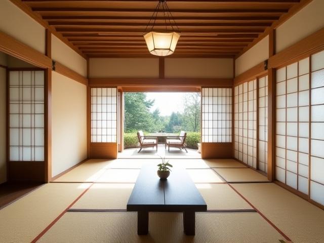 歴史的な町屋の内部、畳と障子